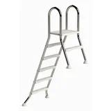 HAF Poolleiter Ideal Hochbeckenleiter 5+1 Stufen 1,5m/0,4m V2A Edelstahl Poolleiter (Plattform mit 120 kg belastbar, Aus hochwertigem V2A Edelstahl), Stabile Schwimmbadleiter für Aufstellpool 5+1 Stufen
