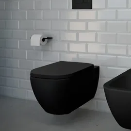 Evineo ineo5 square Wand-Tiefspül-WC mit WC-Sitz Schwarz matt