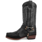 CrtTsks Herren Stiefel aus Leder Rindsleder mit Cowboy Biker Motorrad Boots Klassisch,Schwarz,48 EU - 47 EU