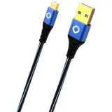 Oehlbach USB 2.0 USB-A Stecker, USB-Micro-B Stecker 3.00 m Blau vergoldete Steckkontakte