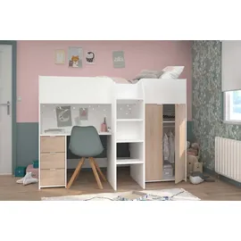Parisot Hochbett Tom 90 x 200 cm Eiche braun