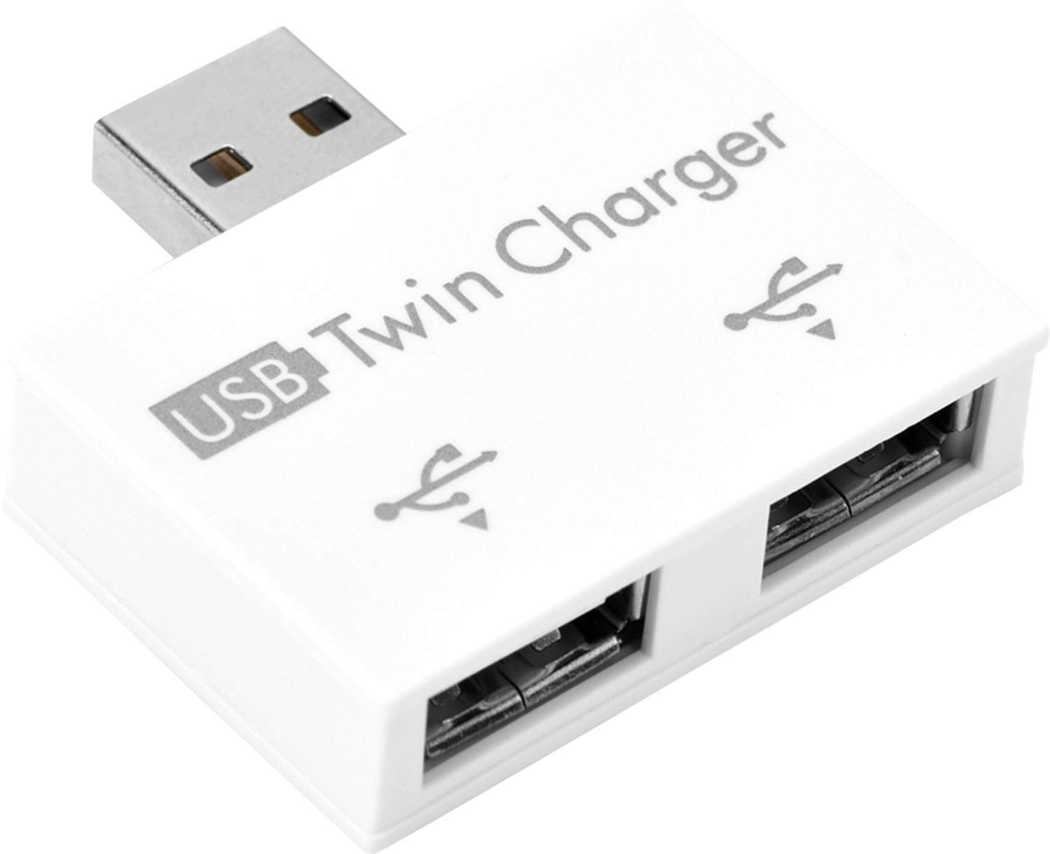 Mini 2.0 USB-Hub-Adapter, 2 Anschlüsse, kleiner USB-Splitter, Stecker auf 2 Buchsen, Adapter, tragbarer Daten-Hub, für Laptops, Desktops, USB-Flash-Laufwerke, Datenladen, Synchronisierung (weiß)