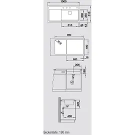 Blanco Zenar XL 6 S DampfgarPlus rechts felsgrau + Excenterbetätigung + InFino + Holzschneidbrett