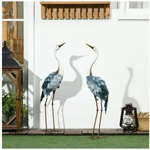 Outsunny 2er Set Gartenstatue Kraniche, 72,5/74 cm Gartenfigur, Skulptur, für Balkon,