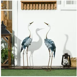 Outsunny 2er Set Gartenstatue Kraniche, 72,5/74 cm Gartenfigur, Skulptur, für Balkon,