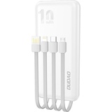 Dudao K6Pro Universal 10000mAh Power Bank with USB Cable, Type C Lightning white Weiß
