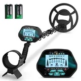 Trsaow Metalldetektor für Kinder Erwachsene,Metalldetektor mit 5 Erkennungsmodi mit wasserdichter Suchspule, Einstellbarer Länge, Empfindlichkeit und Ton Alle Metall/DISC/PP-Modi, LCD-Display