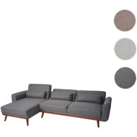 Mendler Sofa HWC-J20, Couch Ecksofa, L-Form 3-Sitzer Liegefläche Schlaffunktion Stoff/Textil 280cm ~ anthrazit-grau