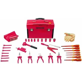 Bernstein Werkzeugkoffer Leder rot 440 x 175 x 310 mm bestückt