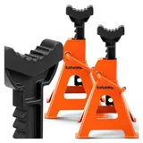 KATOMA® 2er SET Unterstellböcke BASE 6T | Professioneller Stützbock Autoheber Wagenheber mit Ratschenmechanismus und Sicherheitsverriegelung