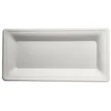 Papstar 86983 Einweg-Geschirr Teller Zuckerrohr eckig 13 cm x 26 cm weiss