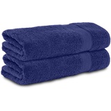 Komfortec 2er Set Duschtücher, 70x140cm Größe, Doppelpack,%100 Baumwolle, Handtücher, Frottee, Weich, Saugstark, Navy Blau