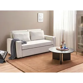 Beliani Schlafsofa 2-Sitzer UTTELA Stoff Cremeweiß