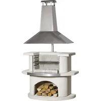 Buschbeck Grillkamin Venedig mit Edelstahlhaube 110 x 65 x 210 cm weiß/Edelstahl