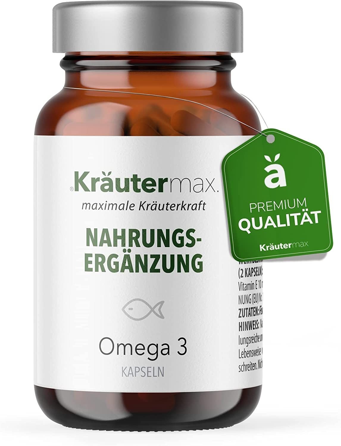 Kräutermax Omega 3 Fettsäuren 1000 mg EPA DHA Kapseln, zertifizierter Fischfang Kapseln 80 St