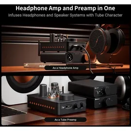 fosi-audio Fosi Audio GR70 – Röhren-Kopfhörerverstärker / Hi-Fi-Vorverstärker – RCA-Eingang – Schwarz