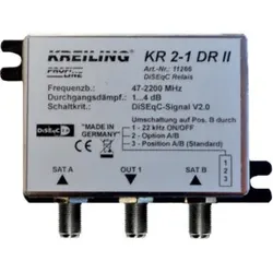 Kreiling Tech. DiSEqC 1.0 Relais 2 Eing.SatA+SatB KR 2-1 DR-II