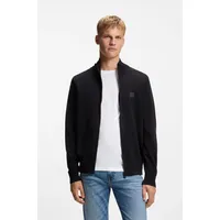 Boss Strickjacke "Kanozip", Herren, Gr. L, blau (dunkelblau404), Feinstrick, Obermaterial: 95% Baumwolle, 5% Kaschmir, unifarben, regular fit hüftlang, Bündchen, Strickjacken Strickjacke, mit Reißverschluss