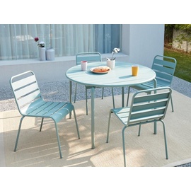 MYLIA Garten-Essgruppe: Tisch D. 110 cm + 4 stapelbare Stühle - Metall - Grün - MIRMANDE von MYLIA