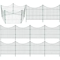 Sonnewelt Teichzaun Steckzaun Gartenzaun Metall Zaunelemente zaun garten Gartenzaun Tiergehege Freigehege zaun für hunde- 10 Zaunelemente 12 Befestigungsstäbe (Grün, Unterbogen)