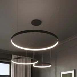 Sollux Lighting Ring Pendelleuchte Hängelampe Wohnzimmerleuchte schwarz LED Designleuchte L 78cm