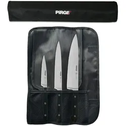 PIRGE Classic Profi Messerset mit Tasche 4 Stück - Geschmiedet Messerset - Profi Kochmesser Set - Edelstahl Profi Küchenmesser Set - Messer Set Scharf