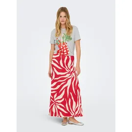 Only Maxirock Damen Rot/Schwarz Bedruckt M