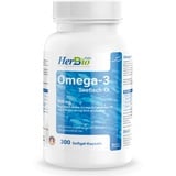 HerbBio Omega 3 Kapseln hochdosiert – 300 Kapseln mit 500mg Fischöl - 90mg EPA & 60mg DHA pro Kapsel - Omega 3 Fettsäure - Laborgeprüft - 100% Rindergelatine Halal zertifiziert - Made in Germany