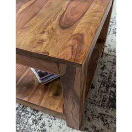 FineBuy Couchtisch Sheesham Braun 60 x 60 cm