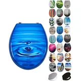 Grafner WC Sitz aus MDF Motiv Wassertropfen Blau