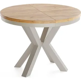 WFL GROUP Runder Ausziehtisch 100 x 76 x 100 cm Craft Eiche braun
