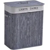 Homcom Wäschekorb mit 2 Tragegriffen grau