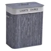 Homcom Wäschekorb mit 2 Tragegriffen grau