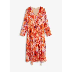 bonprix Chiffonkleid mit Volants, orange, 50