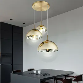 GLOBO Glas Kugel Hänge Lampe gold Fernbedienung Decken Leuchte dimmbar im Set inkl. RGB LED Leuchtmittel