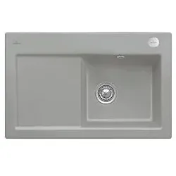 Villeroy und Boch Subway Flächenbündige Spüle 67142FKD Becken rechts, mit Ablaufgarnitur und Exzenterbetätigung, Fossil