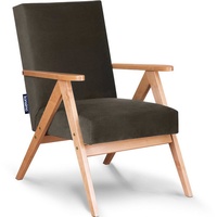 Konsimo Cocktailsessel NASET Sessel, Rahmen aus lackiertem Holz, profilierte Rückenlehne braun