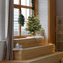 Mobili Rebecca Led-Tisch-Weihnachtsbaum, Grün, Kunststoff, 60 cm, Dekoration, Weihnachtsdekoration, Weihnachtsbäume - Zubehör