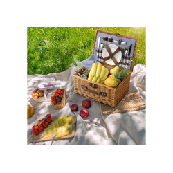 HOMECHO Picknickkorb, für 2 Personen 12 teiliges Picknick-Koffer Picknick-Set Weidenkorb mit Picknickdecke