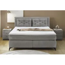 Jockenhöfer Boxspringbett "Chalet, inklusive Kissen", grau (grau 417, 19), B:193cm L:220cm, Bezug Bett: Chenille (100% Polyester);Topper und Matratzenspiegel: 100% Polyester, Komplettbetten, Boxspringbett, Wende-Bonell-Federkern-Matratze (H2/H3), PU-Schaum Topper