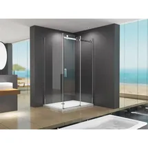 Buylando Ela Eck-Duschkabine mit Schiebetür 100 x 80 cm weiß inkl. Duschtasse