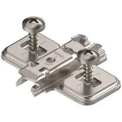 CLIP Montageplatte, kreuz, 0 mm, Stahl, vorm. Spanplattenschrauben, HV: Langloch, vernickelt
