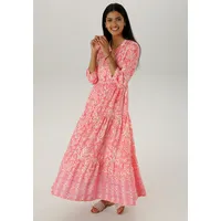 Aniston SELECTED Maxikleid Ethno-Musterung Rot/Orange/Pink 42