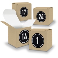 Adventskalender zum Füllen 24x Würfel 6,5cm BRAUN + Sticker V05 Z08 - Braun