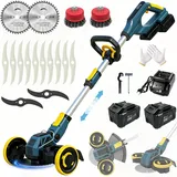 Akku Rasentrimmer für Makita-Akkus, Rasentrimmer mit Unkrautbürste und 2 x 4,0Ah Akku, 2-in-1 Akku Freischneider/Rasenkantenschneider mit 4 Klingentypen für Garden Trimmen