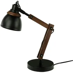 Licht-Erlebnisse Verstellbare Schreibtischlampe Retro Metall Holz E14