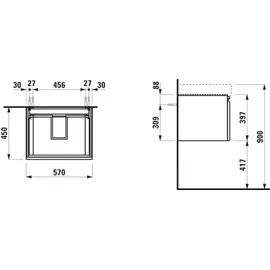 Laufen Pro S Waschtischunterschrank, 1 Auszug, H4833710964801