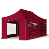 TOOLPORT 3x6m - mit 4 Seitenteilen (Panoramafenster) Premium Dach Partyzelt rot