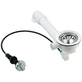 keenberk - Universelle Siebkorb-ablaufgarnitur mit Drehventil 8,9 cm Raumschaffer und 1 Zoll Überlaufanschluss zum Stecken,