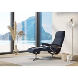 Stressless Stressless® Relaxsessel »View«, (Set, Relaxsessel mit Hocker), mit Hocker, mit Cross Base, Größe S, M & L, Holzakzent Braun, blau